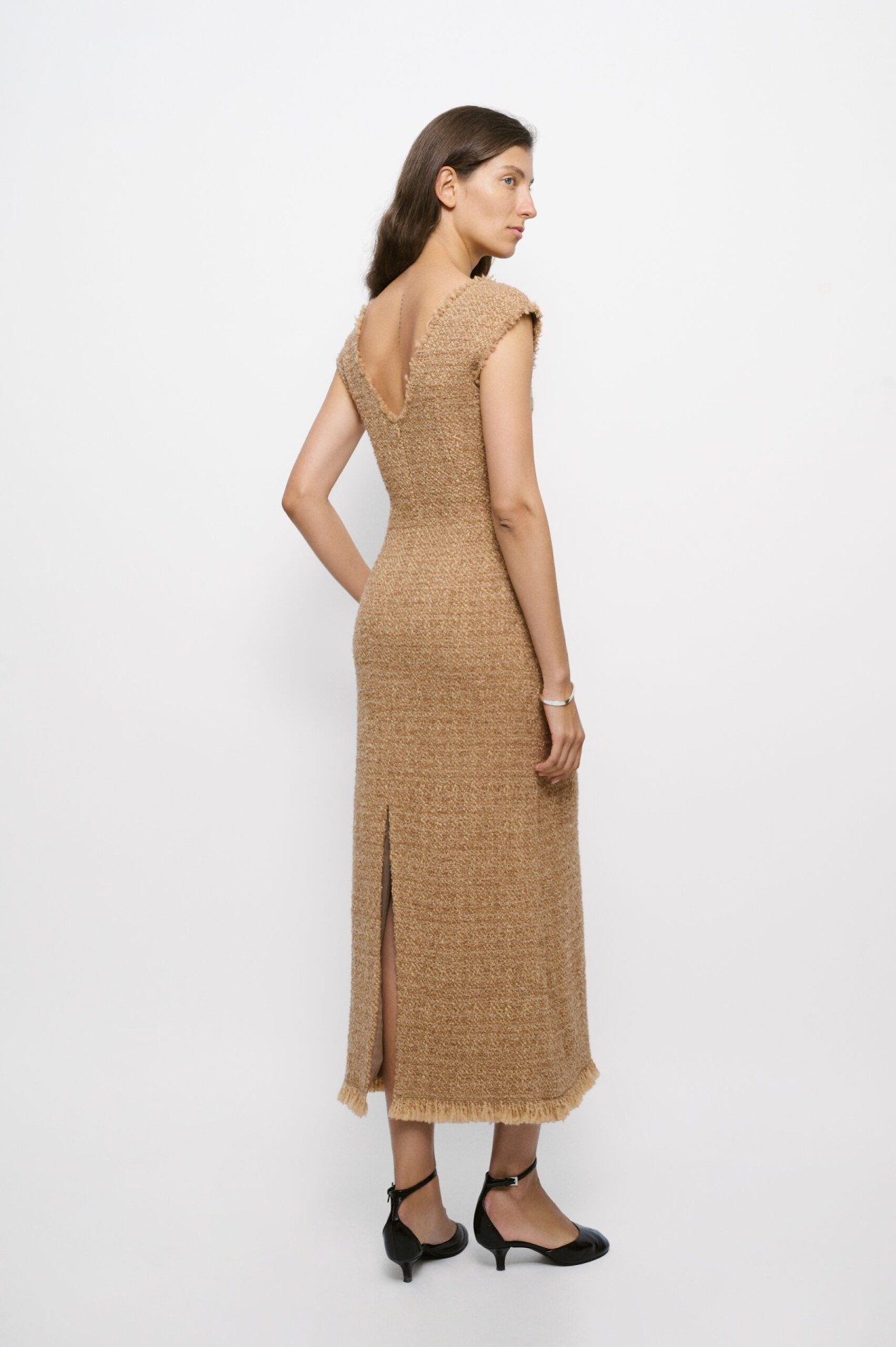 JUDI DRESS, CAMEL BROWN