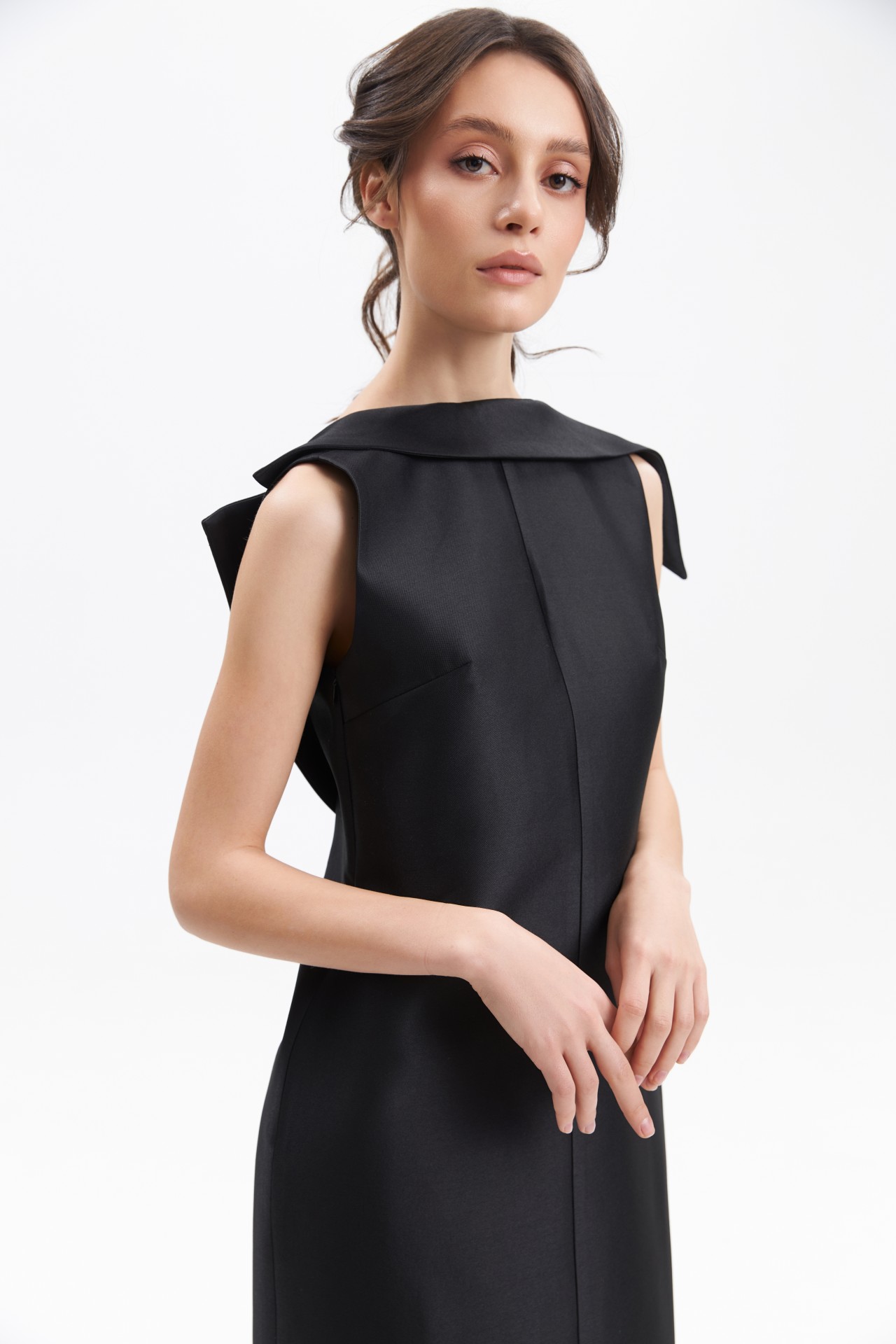 CORA DRESS, BLACK TAFFETA