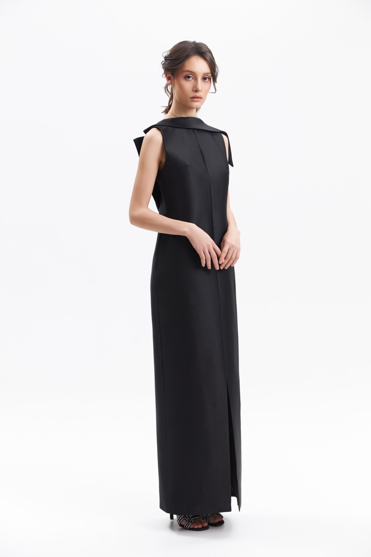 CORA DRESS, BLACK TAFFETA
