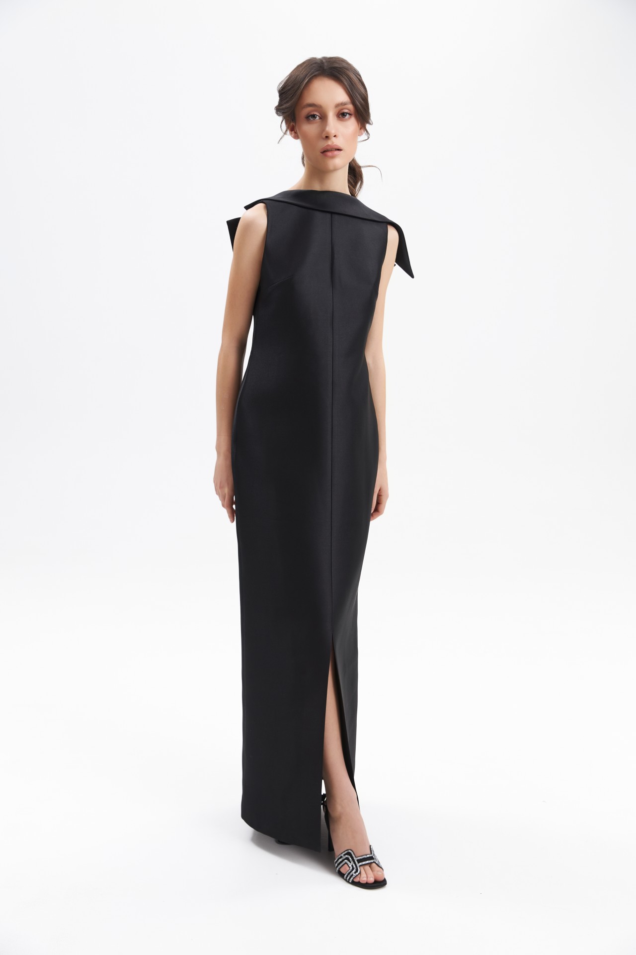 CORA DRESS, BLACK TAFFETA