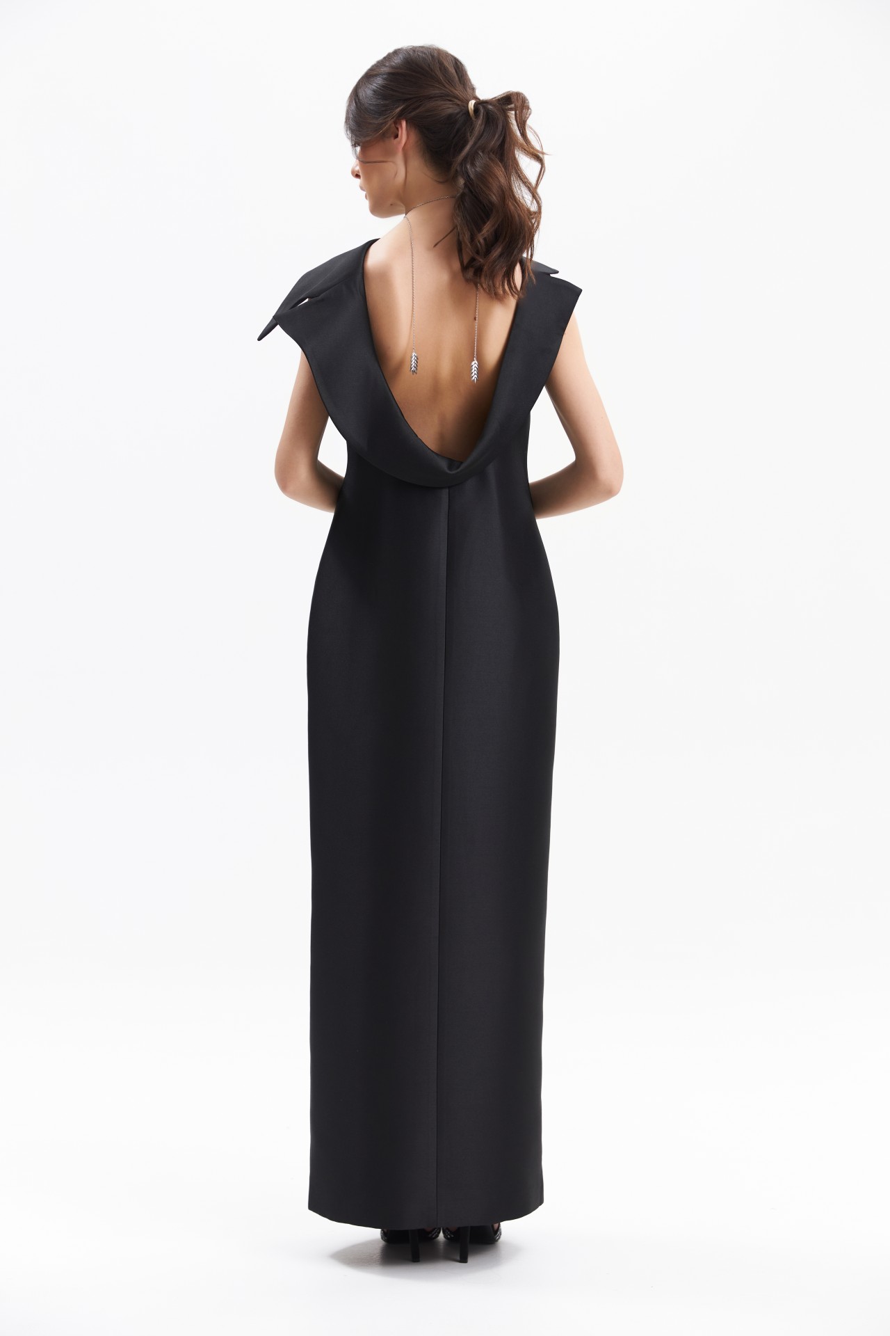CORA DRESS, BLACK TAFFETA