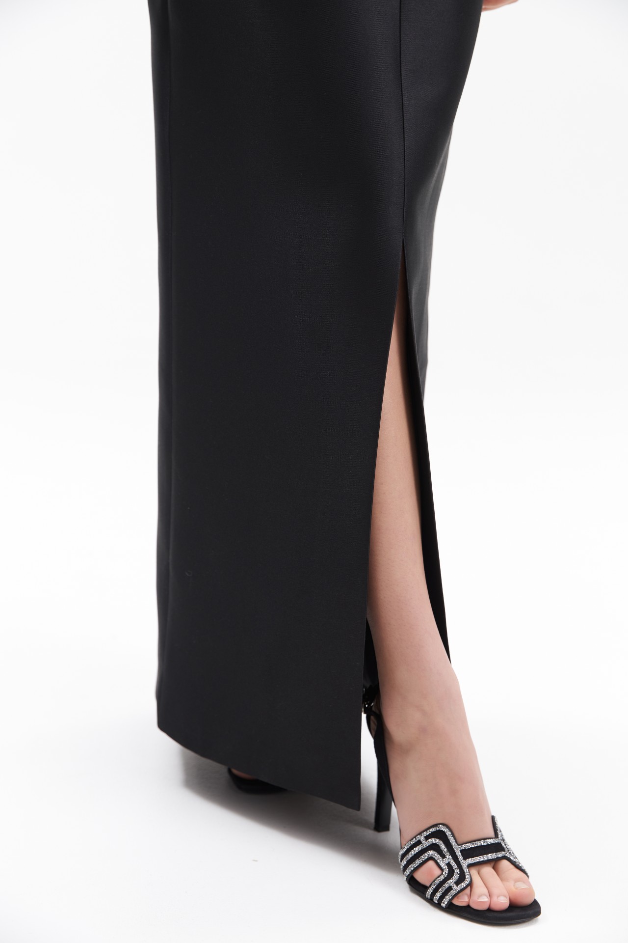 CORA DRESS, BLACK TAFFETA