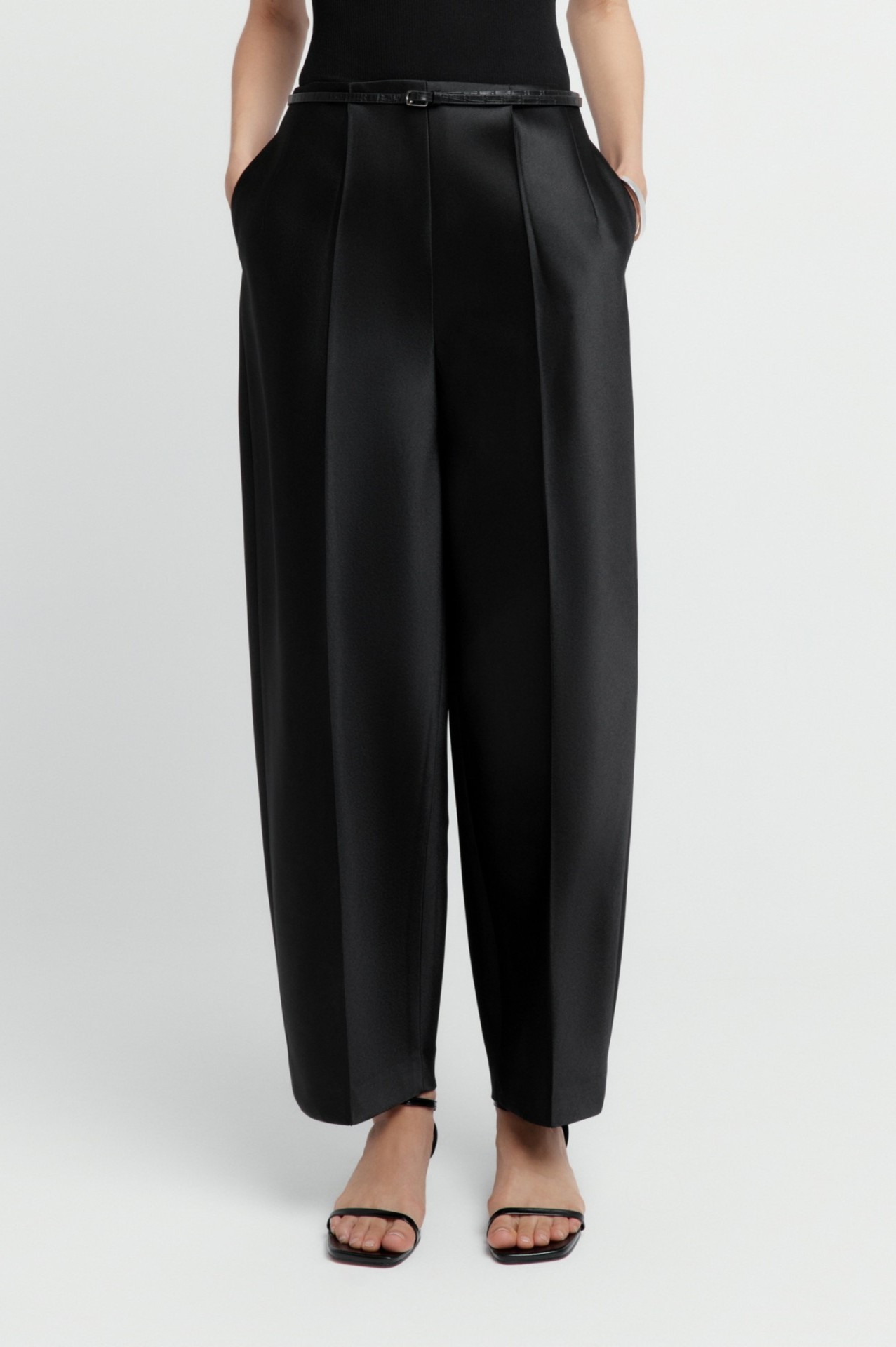 ELI TAFFETA TROUSERS, BLACK