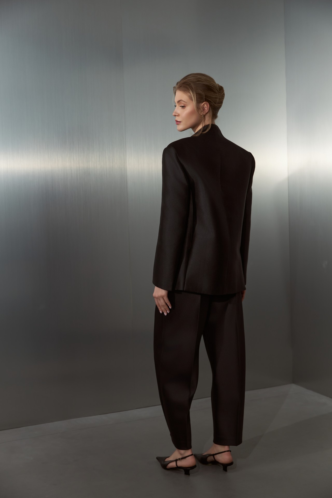 ELI TAFFETA TROUSERS, BLACK