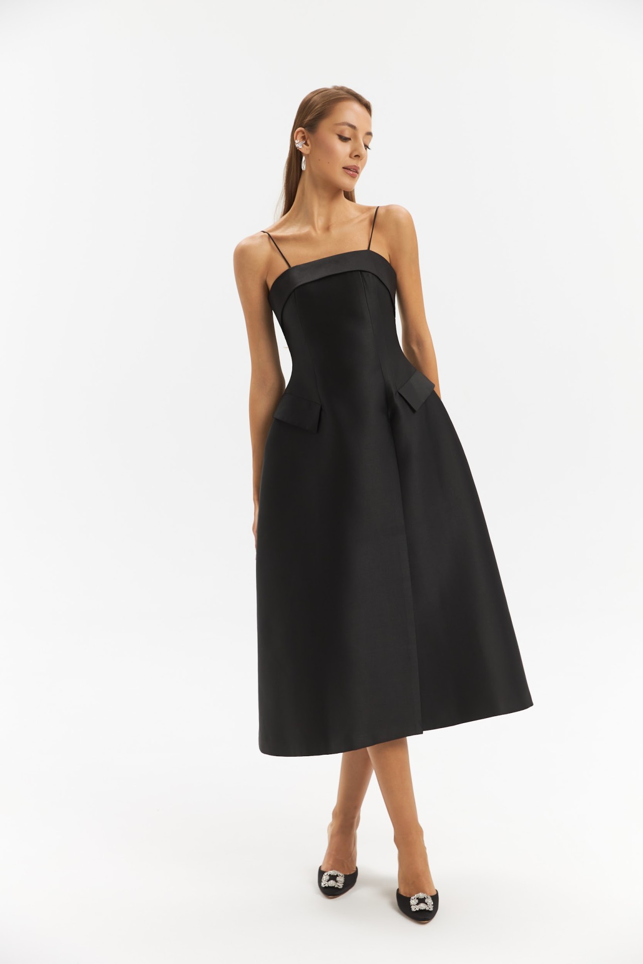 MADELEINE DRESS IN BLACK TAFFETA