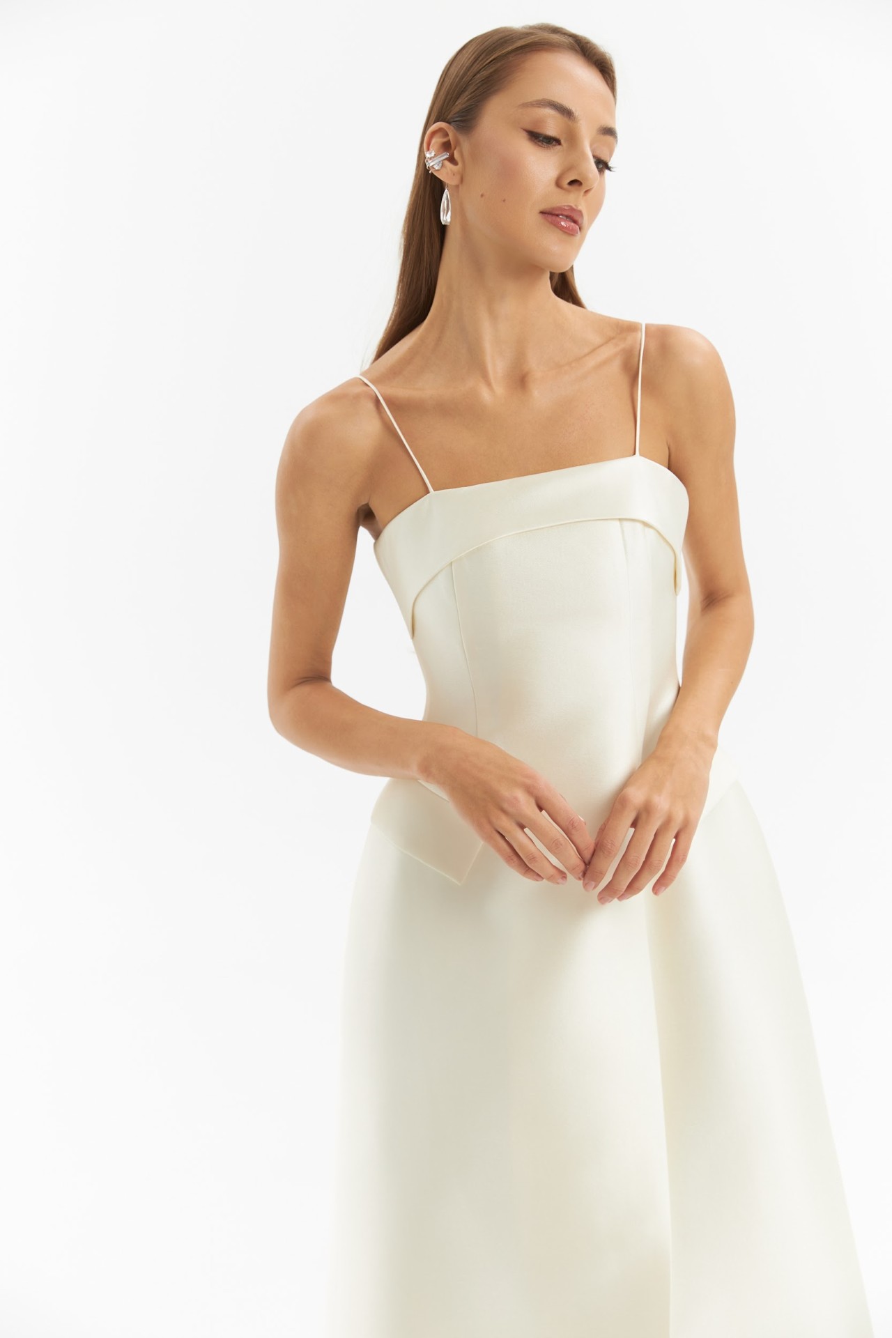 MADELEINE DRESS IN IVORY TAFFETA