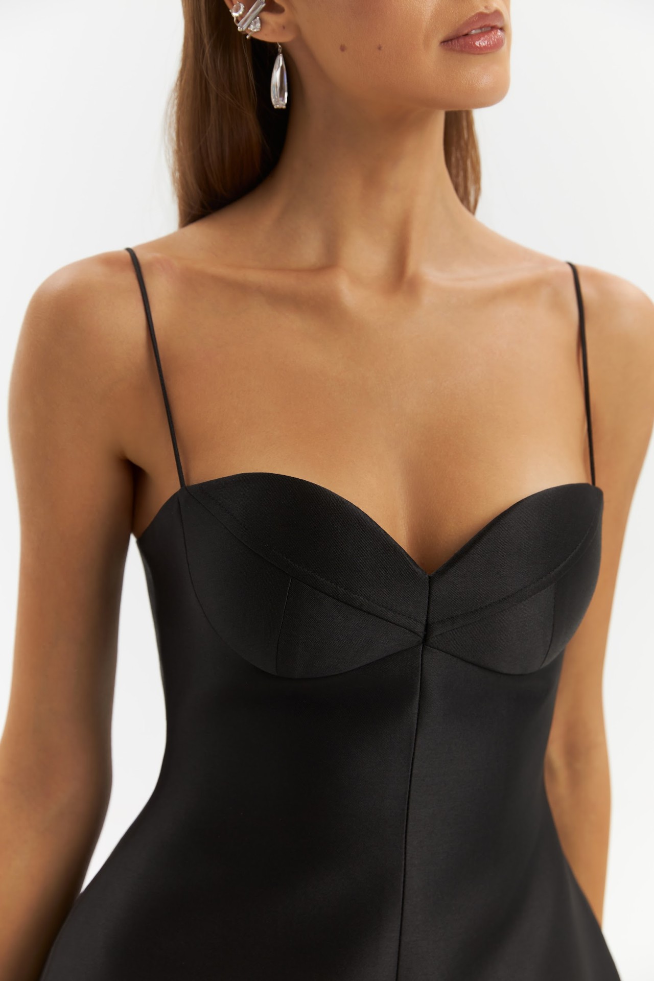 SELEE MINI DRESS, BLACK TAFFETA